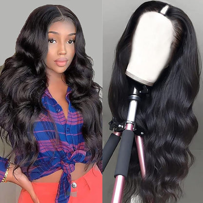 Dosacia V Part Wig Human Hair Body Wave Wig Upgrade U Part Wigs for Black Women Human Hair Clip in V-Part Wigs Beginner Friendly No Sew In No Glue No Leave Out 180% Density Natural Color 20Inch