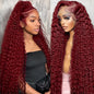 Bworto Burgundy Wig Human Hair 99j Burgundy 13x6 Deep Wave Lace Front Wigs Human Hair Pre Plucked HD Transparent Lace Frontal Wigs for Black Women Red Colored Wig 16 Inch