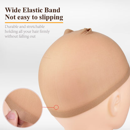 MORGLES Wig Cap, 6 Pcs Stretchy Nylon Wig Caps Stocking Wig Caps for Women, Light Brown