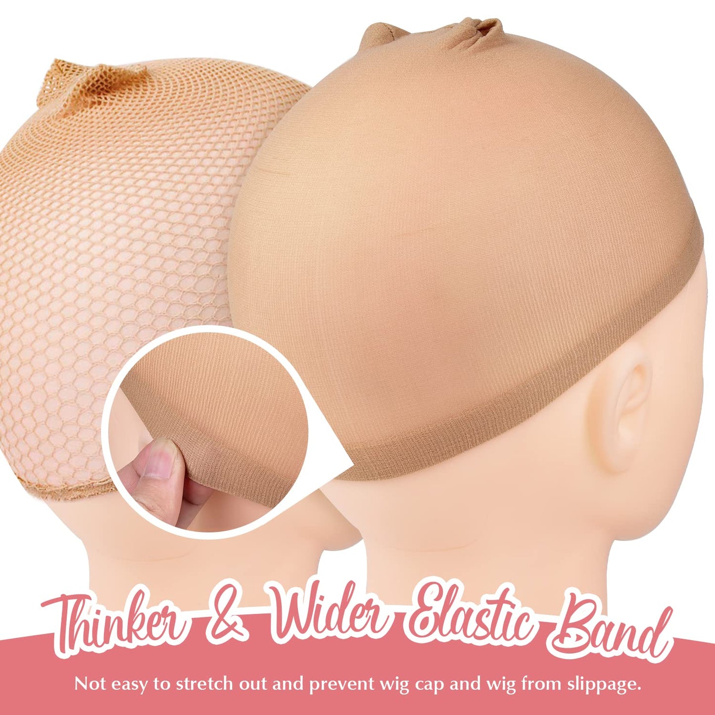 MORGLES 4Pcs Nylon Wig Caps with 2Pcs Mesh Net Wig Cap for Women Non Slip Lace Front Nude