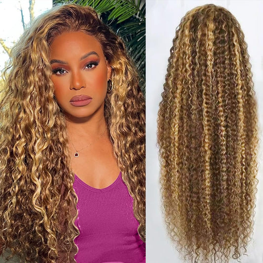 abbildung 30inch Highlight Ombre Lace Front Wig Human Hair 13x6 HD Honey Blonde 4/27 Deep Wave Lace Frontal Wigs Glueless Wigs Human Hair