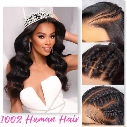 YUNXING 32 Inch 13x6 Body Wave Lace Front Wigs Human Hair Pre Plucked 200% Density HD Lace Frontal Wigs For Women 10A Body Wave Glueless Wigs Human Hair With Baby Hair