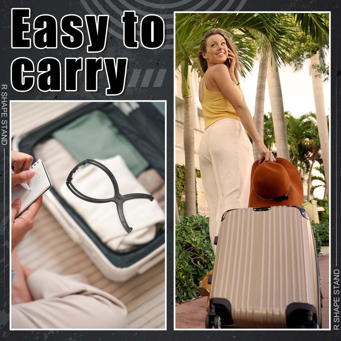 ProSuites 2 Pack Wig Stand with 2Pcs Wig Dust Bag, Travel Wig Head Stand Holder for Women Multiple Wigs Styling, Black, Hair Length Under 40cm/15.74in