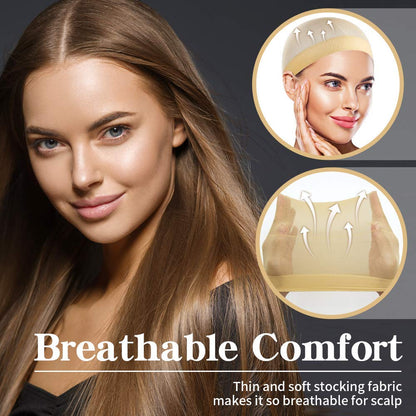 Dreamlover Beige Stocking Wig Caps for Women, 12 Pieces