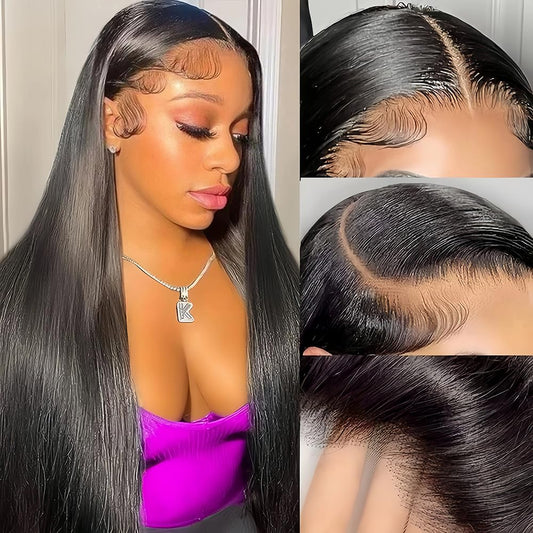 13x6 Lace Front Wigs Human Hair 22 Inch Straight HD Transparent Lace Front Wigs Human Hair Pre Plucked Natural Color 200 Density With Baby Hair for Women