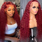 Bworto Burgundy Wig Human Hair 99j Burgundy 13x6 Deep Wave Lace Front Wigs Human Hair Pre Plucked HD Transparent Lace Frontal Wigs for Black Women Red Colored Wig 28 Inch
