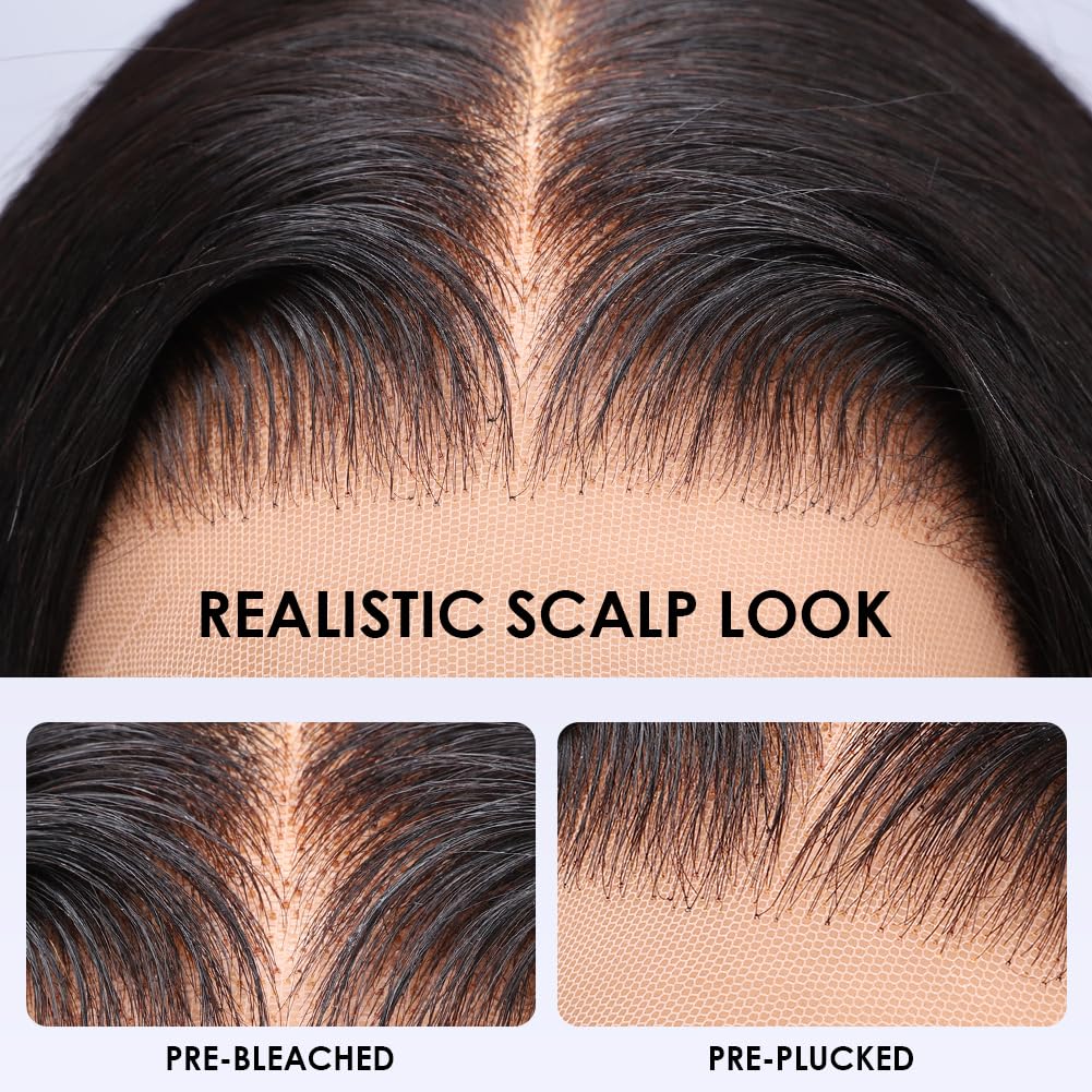 Wingirl 13x6 Body Wave Lace Front Wigs Human Hair Pre plucked Pre bleached Small Knots With Baby Hair 200 Density Glueless Human Hair Wigs For Women 28Inch HD Lace Frontal Wig With Soft