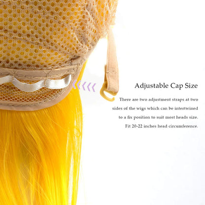 Modernfairy Anime Halloween Wig Yellow for Cosplay Party, Synthetic Layered Short Hair Wigs with Bangs, Pastel Wigs for Women Men