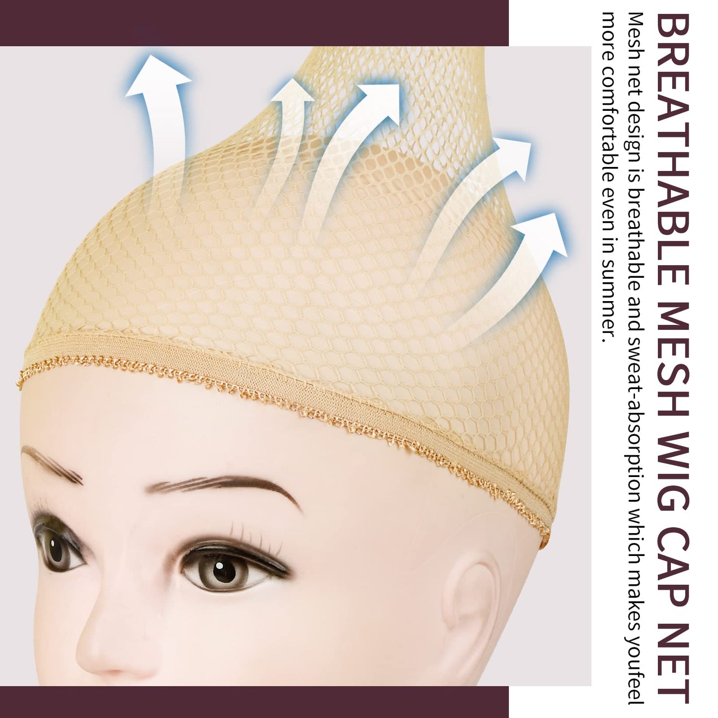 FANDAMEI Wig Caps Net, 4PCS Wig Caps Mesh Net Open End, Light Brown Wig Cap for women, Nylon Mesh Wig Caps Net, Strength Wig Cap Light Brown