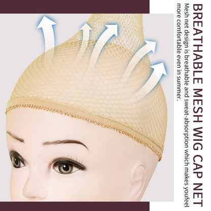 FANDAMEI Wig Caps Net, 4PCS Wig Caps Mesh Net Open End, Light Brown Wig Cap for women, Nylon Mesh Wig Caps Net, Strength Wig Cap Light Brown