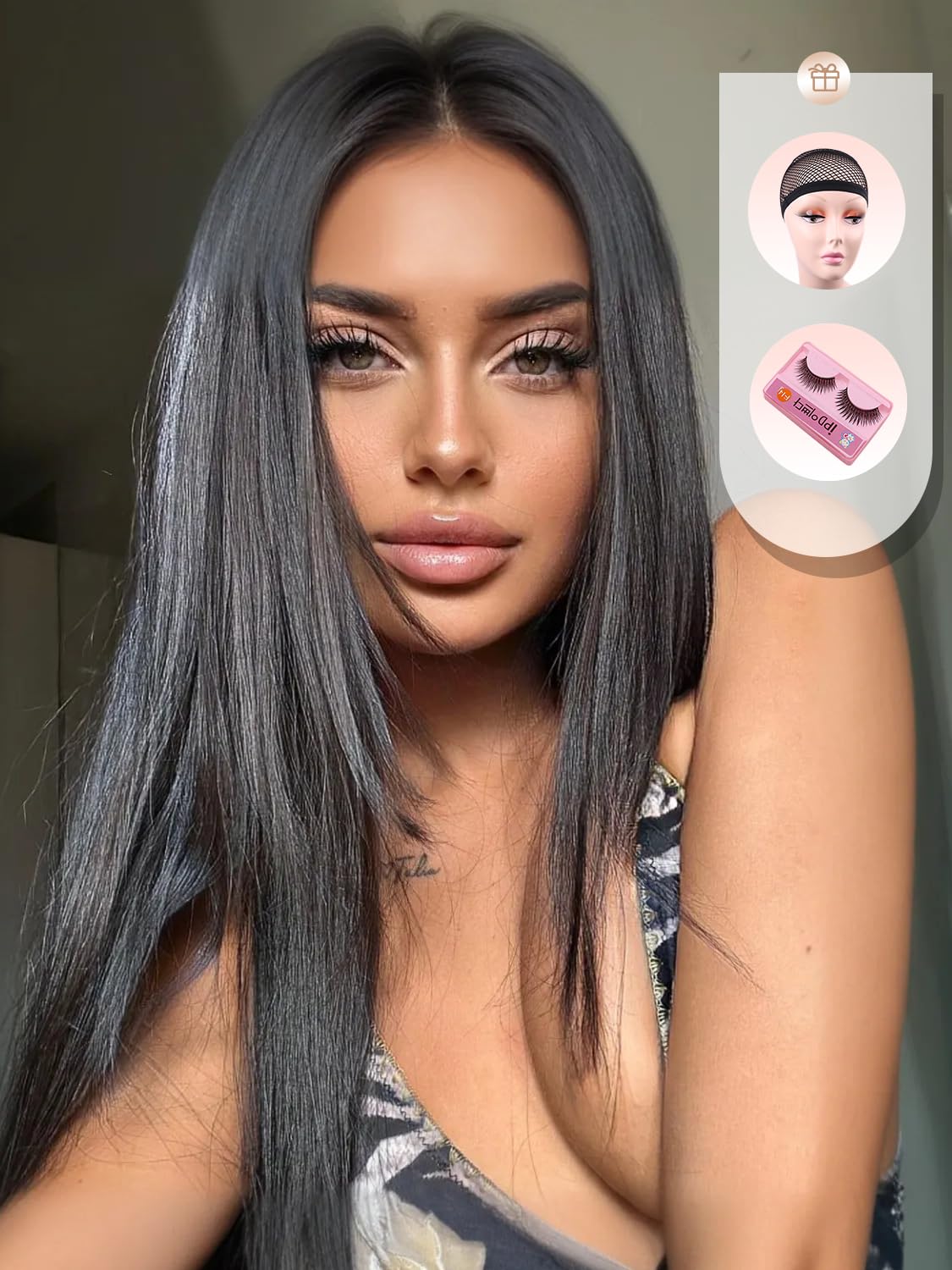 WIGER Long Black Wigs Straight Black Hair Dye Wig for Women Middle Part Synthetic Heat Resistant Natural Hair for Party or Halloween Costume Full Black Wigs for Girls (1B)