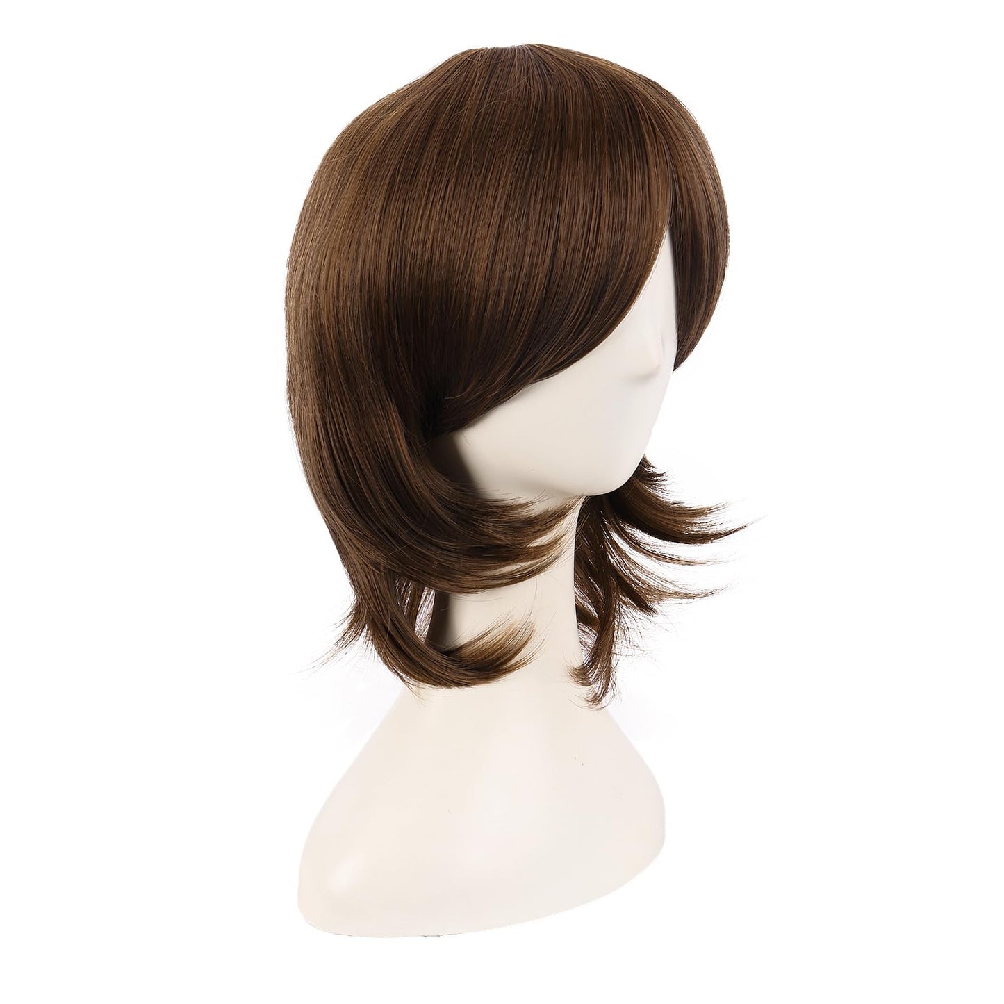 MapofBeauty 16 Inch/40 cm Short Side Bangs Synthetic Fiber Cosplay Layered Wig (Brown)
