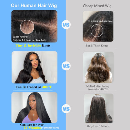CUTE BEIN 210 Density 6X4 Glueless Wigs,100% Human Hair, [2-year life, 220g],HD Lace Closure Wigs Glueless Wear and Go Wig Pre Plucked Pre Cut,Straight Wigs for Black Women Middle Part 26 Inch