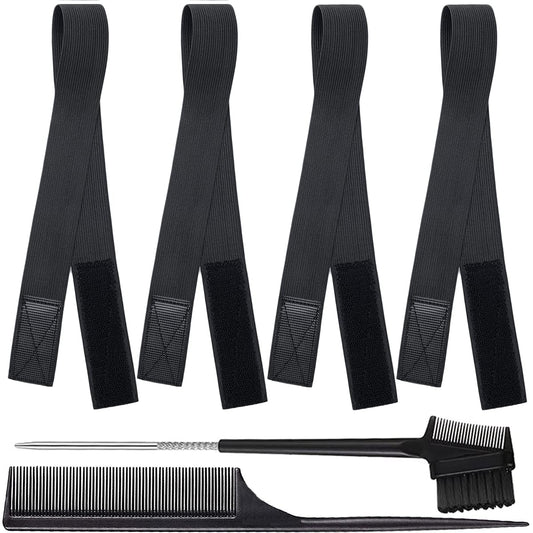 Adjustable Elastic Bands for Wigs and Lace Frontals - 4 Pcs Melt-Resistant Grip Bands, Edge Wraps to Lay Edges and Keep Wigs in Place