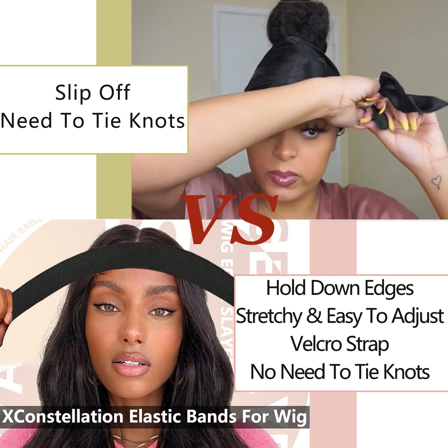Elastic Wig Bands for Lace Front Wigs - Secure Grip, Lay Edges, Baby Hair Headband, Melting Edge Wrap Accessories for Women