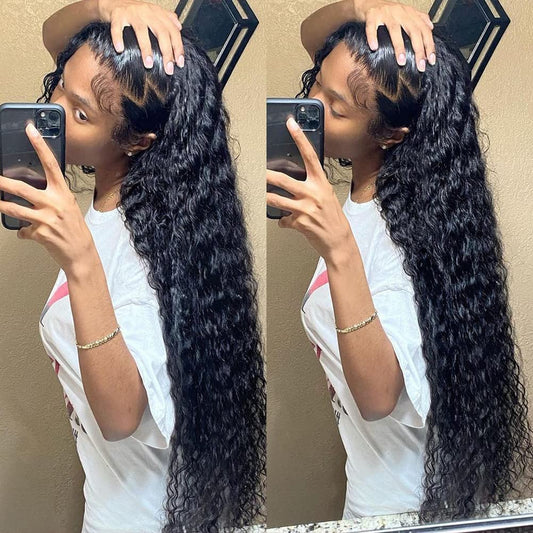 Bangjazz 28 Inch HD Lace Frontal Wigs Human Hair Deep Wave Wig 13x4 Lace Front Wig 180 Density Curly Wigs for Black Women, Curly Lace Front Wig Human Hair Natural Hairline Natural Color