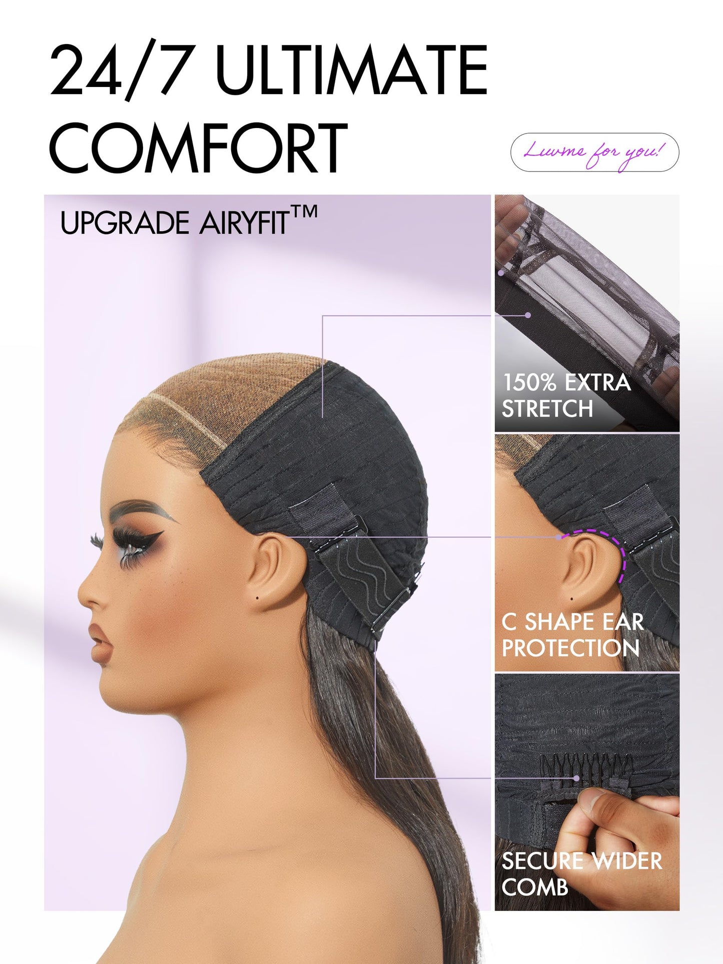 LUVME HAIR 100% Human Hair Wigs Loose Wave Glueless Lace Front 14 Inches, Pre Cut Plucked Hd Lace Short Wig Ready To Go Natural Color Straight Bleached Knots Side Part Black Wigs