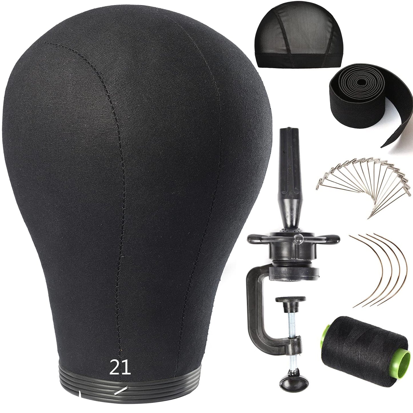 ZGCYSMHT 21 Inch Wig Head Cork Canvas Block Head Mannequin Head With Stand for Making Wigs (21''-24''INCH)