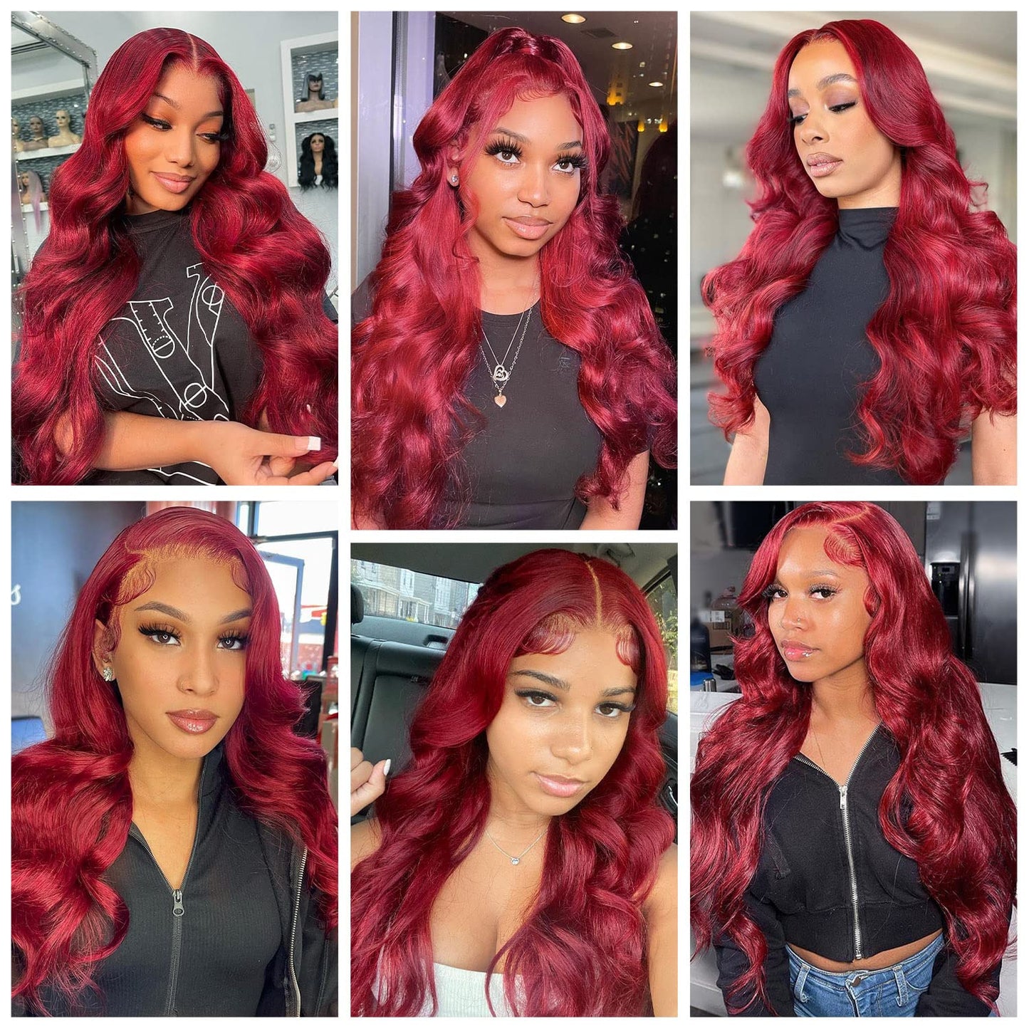 BXW Wear and Go Glueless Wig, 13x4 Burgundy Body Wave Human Hair, 180% Density, 28 Inch