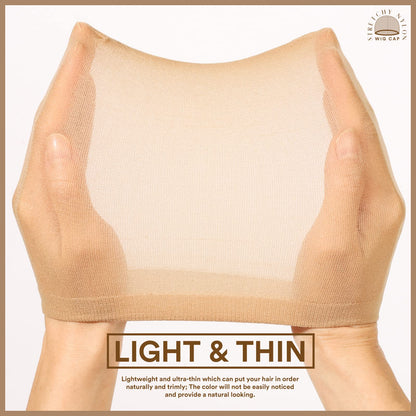 Teenitor Wig Cap, 20pcs Stocking Caps for Wigs, Tan Wig Cap for Women, Stretchy Nylon WigCap Beige