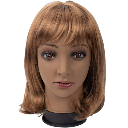 BHD BEAUTY Bald Mannequin Head Brown Female Professional Cosmetology for Wig Making, Display wigs, eyeglasses, hairs with T pins 21''