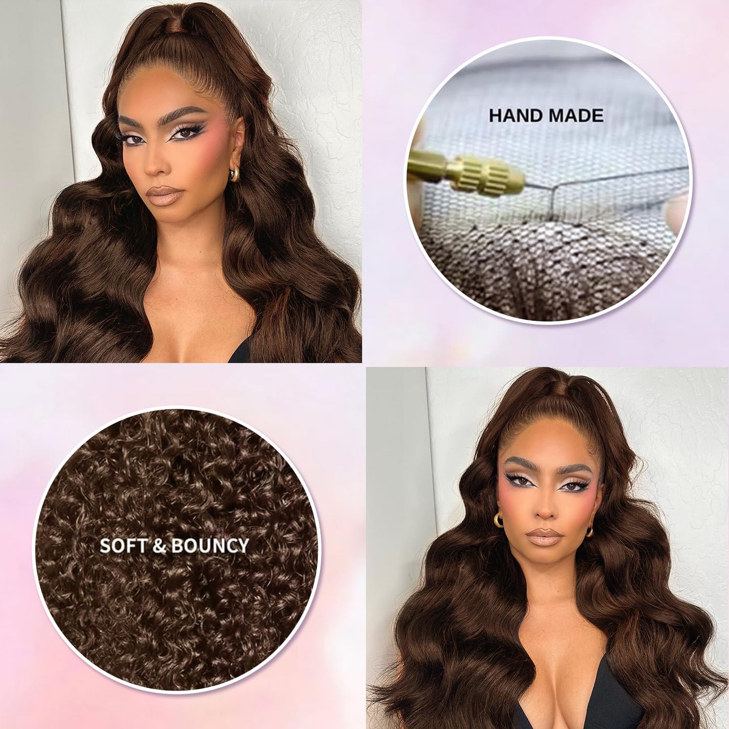 26 Inch Wear And Go Glueless Wigs Human Hair Pre Plucked Pre Cut 200% Density Brown Lace Front Wigs 9x6 Chocolate Brown Human Hair Wig For Women Bye Bye Knots Brown Body Wave Wigs Glueless Wear And Go