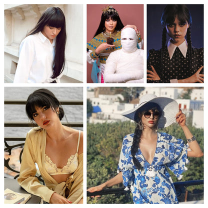 ENTRANCED STYLES Black Wig for Women Long Straight Black Wigs with Bangs Black Hair Wigs Heat Resistant Synthetic Womens Wig for Daily Party Christmas Halloween Use 22 Inch （1B