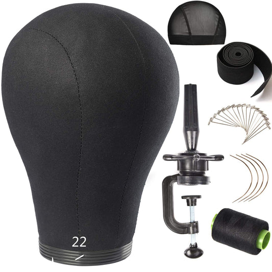 Wig Head Stand Mannequin Head 20"-24" Dome Cork Canvas Manican Block Head for Making Drying Styling Display Wigs with Stand