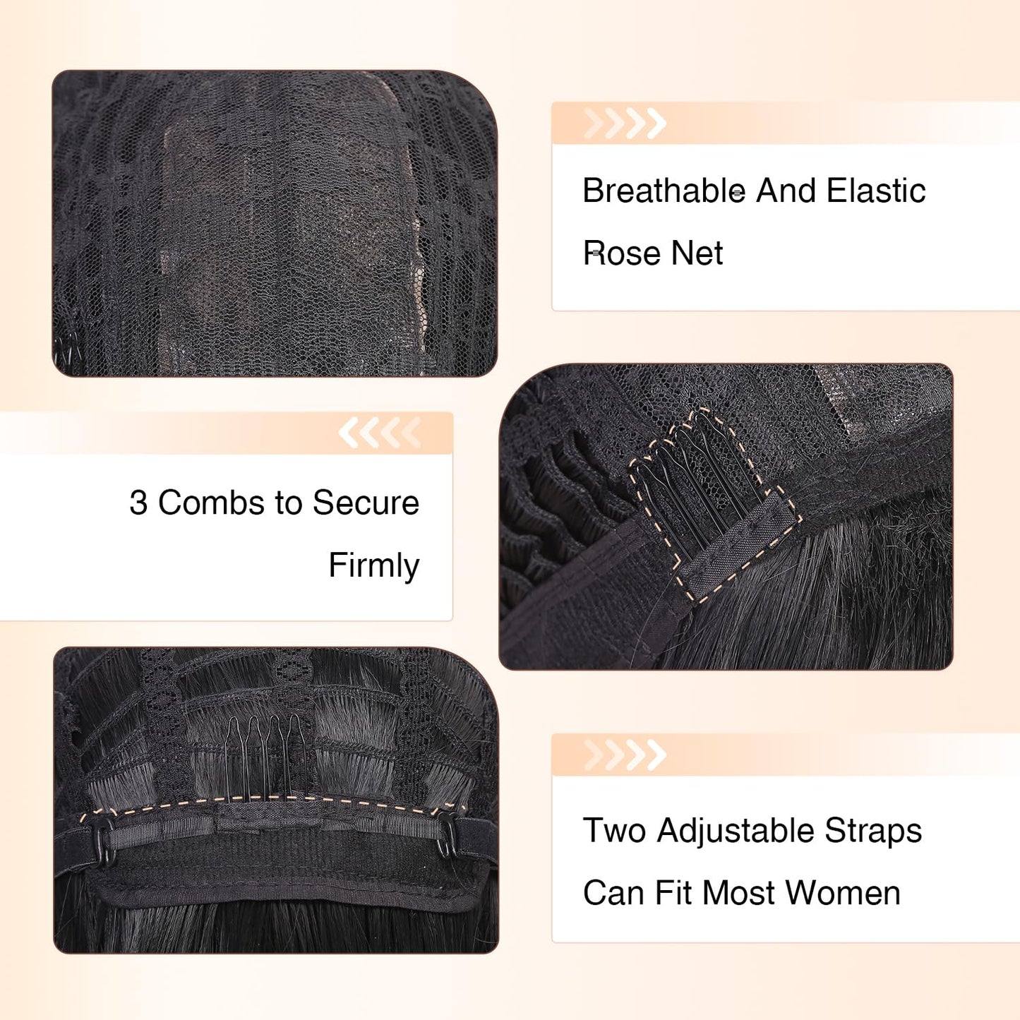 WIGER Long Black Wigs with Bangs Straight Black Hair Dye Wig for Women Long Bangs wig Full Black Cosplay Wig for Girls Synthetic Heat Resistant Natural Hair for Daily or Costumes (1B with Bangs)