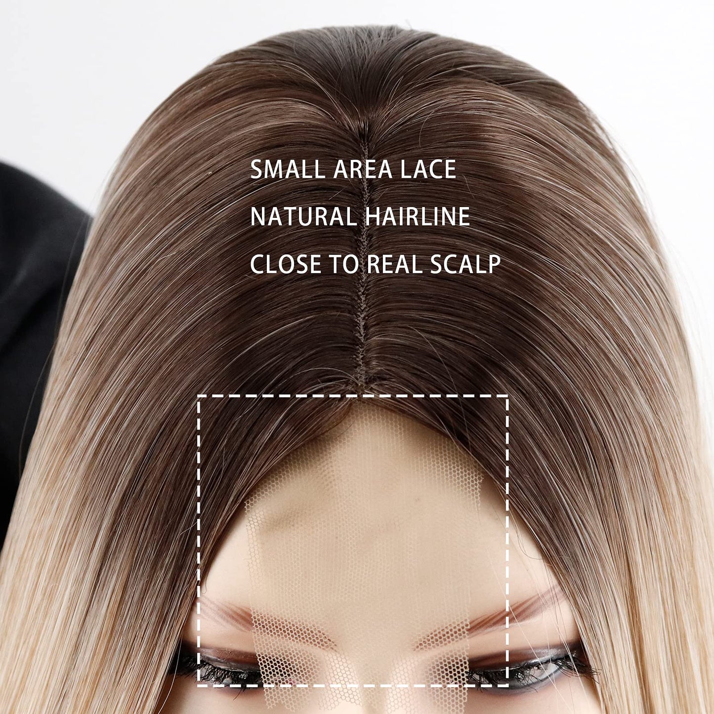 Xinran Straight Blonde Ombre Wigs for Women, Long Straight Blonde Wig Small Area Lace Front, Synthetic Ombre Blonde Wig 30 Inch for Cosplay Daily Party