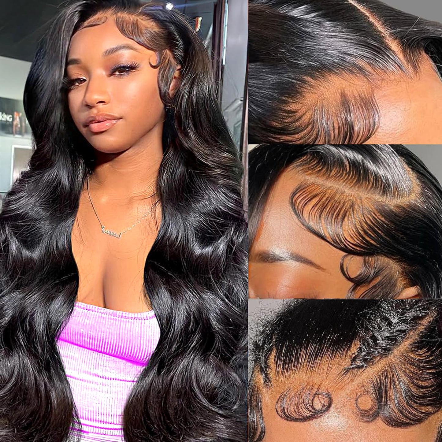 Wolfay 20 Inch 13x6 HD Lace Front Wigs Human Hair Body Wave 13x6 Transparent Frontal Wigs Human Hair Pre Plucked Natural Hairline 180% Density Glueless Wig for Women Daily Party Natural Black