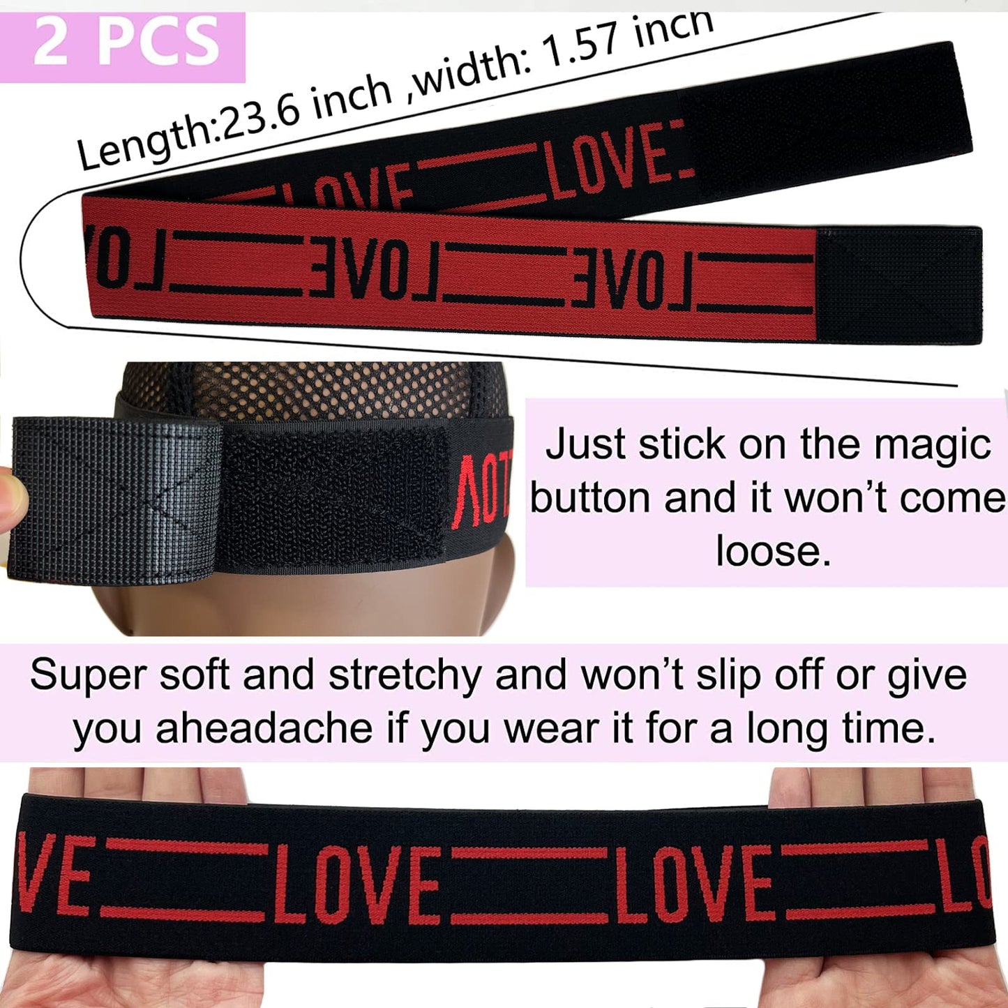 Elastic Wig Bands for Lace Front Wigs - Secure Grip, Lay Edges, Baby Hair Headband, Melting Edge Wrap Accessories for Women