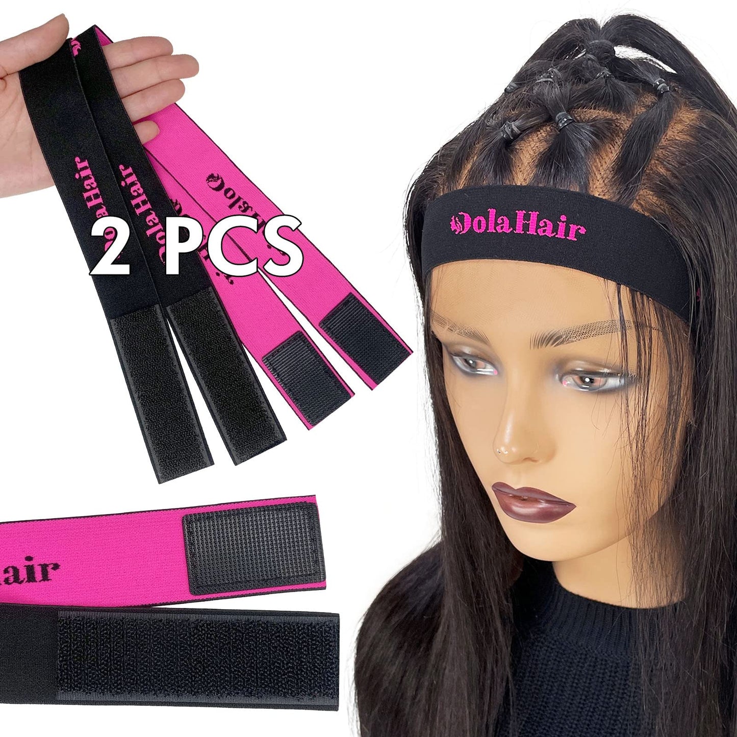 Dolahair Lace Glue, 1.3 Ounce, Waterproof, Extreme Hold, Invisible Bonding for Wigs & Hair Systems, Includes 2 Elastic Bands