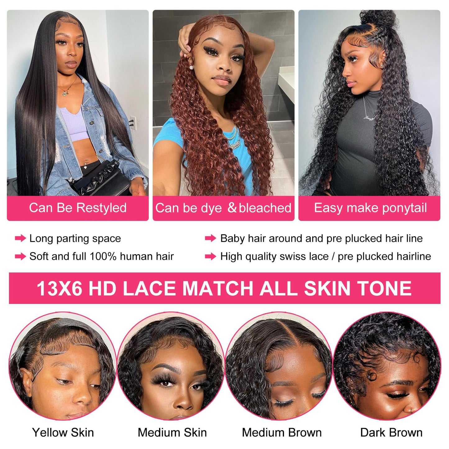 Odored 30 Inch Deep Wave Lace Front Wigs Human Hair 13x6 HD Transparent Deep Curly Lace Frontal Wigs 180% Density Glueless Wigs Human Hair pre Plucked with Baby Hair Natural Color