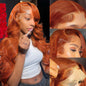 26 Inch 13x6 Ginger Lace Front Wigs Human Hair Body Wave 13x6 HD Lace Frontal Wigs Pre Plucked Human Hair Wig For Women 200% Density Ginger Orange 350# Colored Human Hair