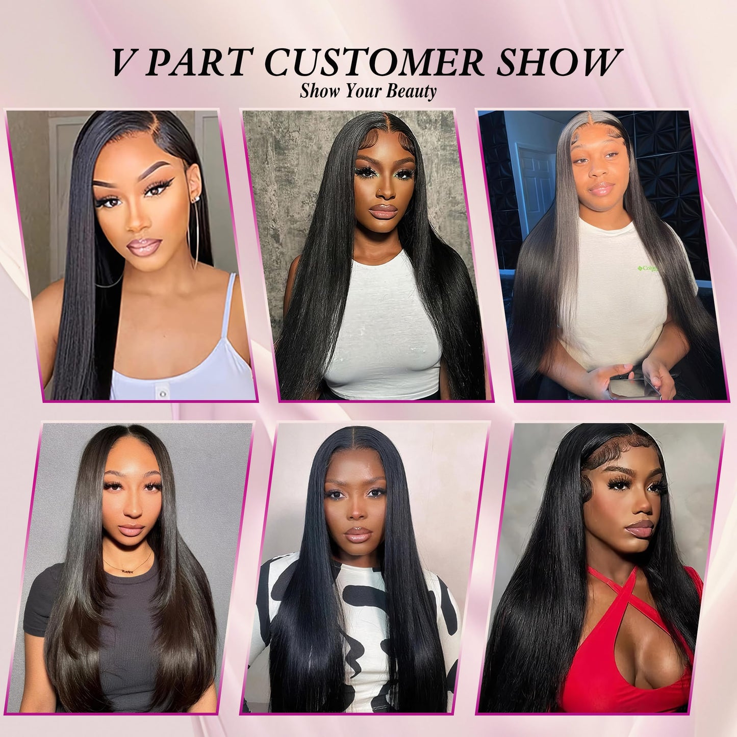 V Part Wig Human Hair Straight Human Hair Wigs Upgrade U Part Human Hair Wig for Women No Leave Out No Sew In 200% Density Natural Color 22 Inch