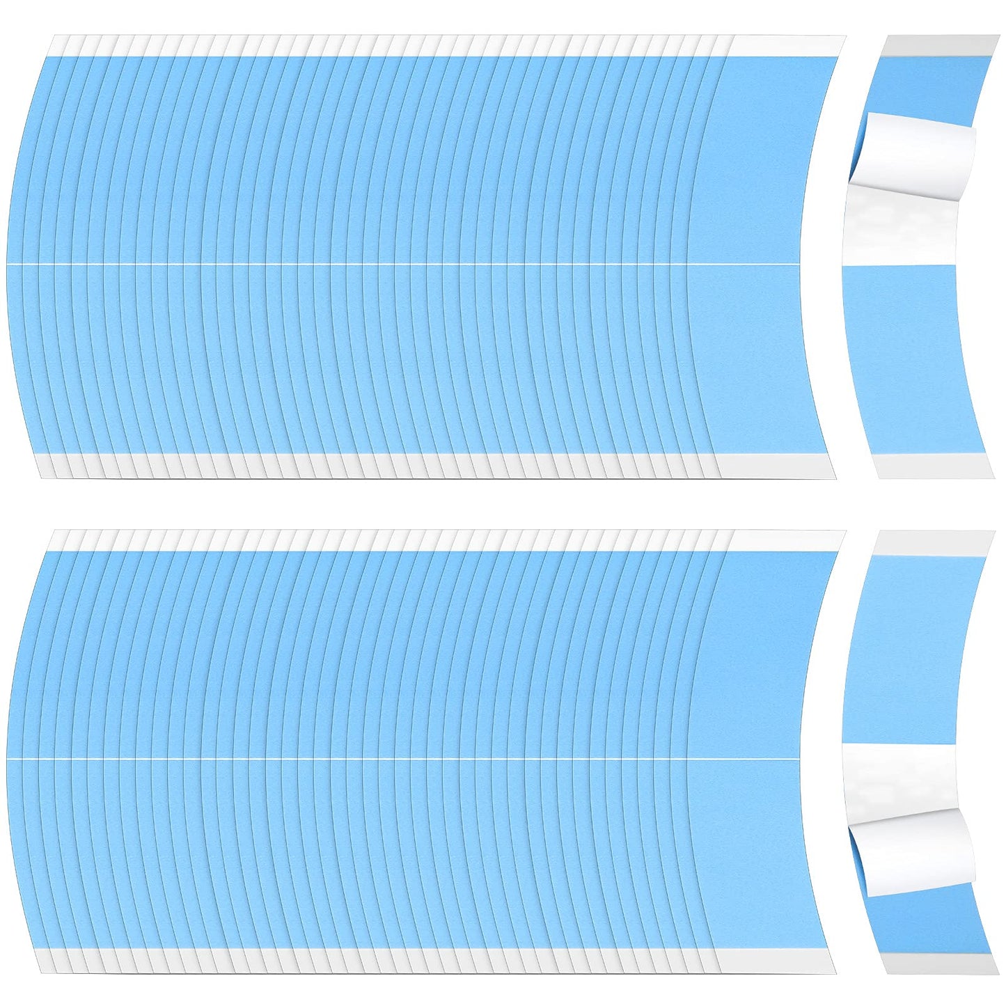 Maitys 120 Pieces Lace Front Wig Tape Double Sided Adhesive Waterproof C-Shaped for Long Short No Hair Wigs Toupees Pieces and Extension(Blue)