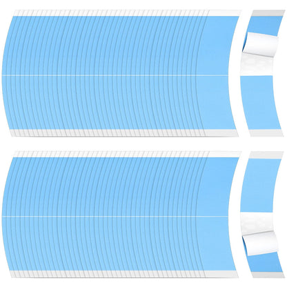 Maitys 120 Pieces Lace Front Wig Tape Double Sided Adhesive Waterproof C-Shaped for Long Short No Hair Wigs Toupees Pieces and Extension(Blue)