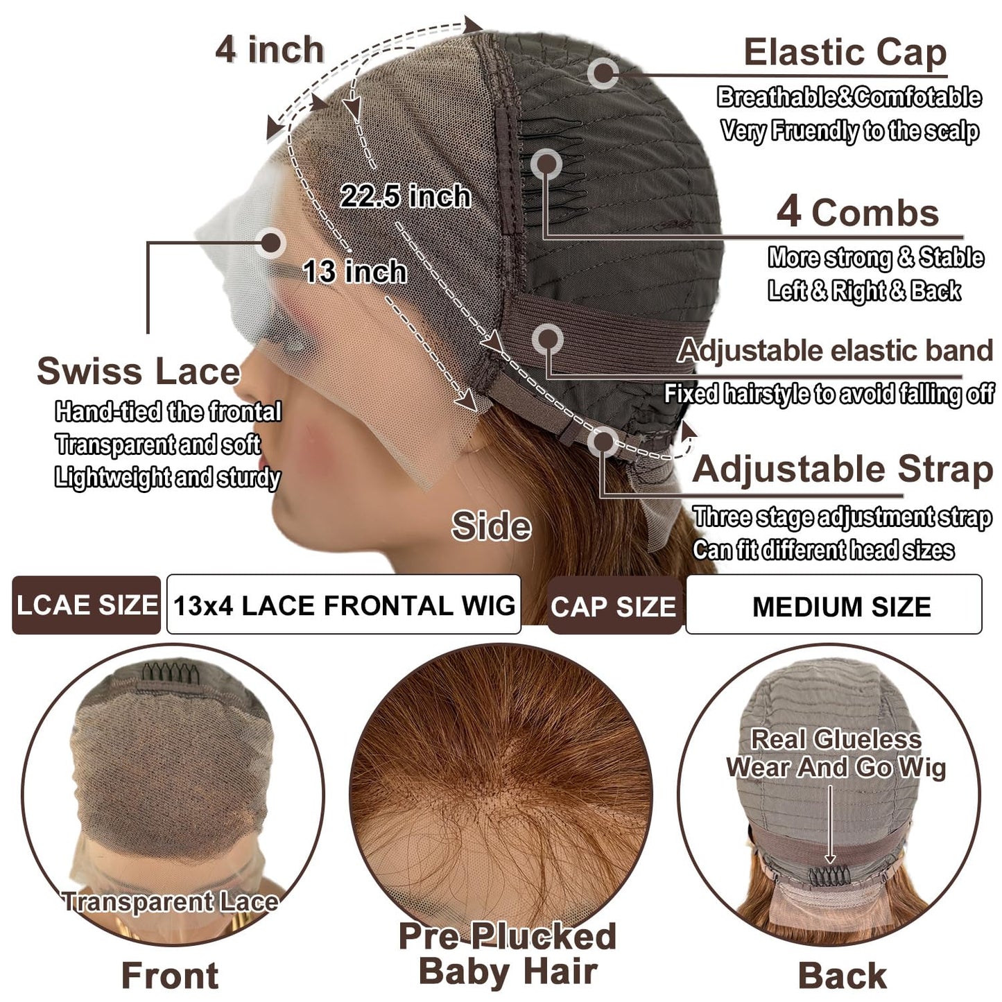 Brown Bob Wig Human Hair 13x4 Lace Front Wigs Cchocolate Brown Wig Short Straight Bob Lace Frontal Wigs for Black Women Pre Plucked with Baby Hair 180% Density 10 Inch