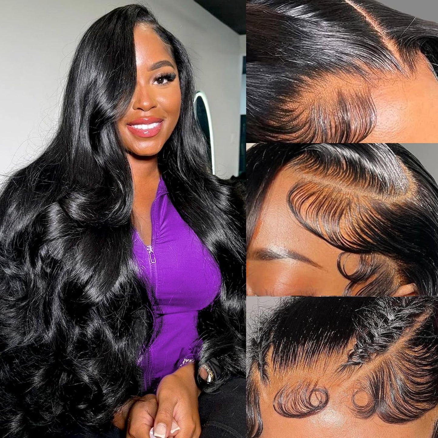 Wolfay 30 Inch 13x6 HD Lace Front Wigs Human Hair Body Wave 13x6 Transparent Frontal Wigs Human Hair Pre Plucked Natural Hairline 180% Density Glueless Wig for Women Daily Party Natural Black