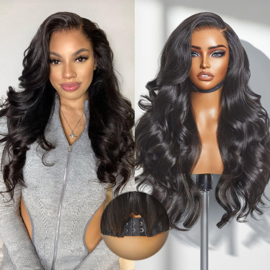 LUVME HAIR All-Day Comfort Real Glueless 7x6 HD Lace Wig 200% Density Hair PartingMax Lace Wigs Loose Body Wave Lace Front Wigs Human Hair Pre Cut Plucked Lace Frontal 20 Inches Natural Black Color