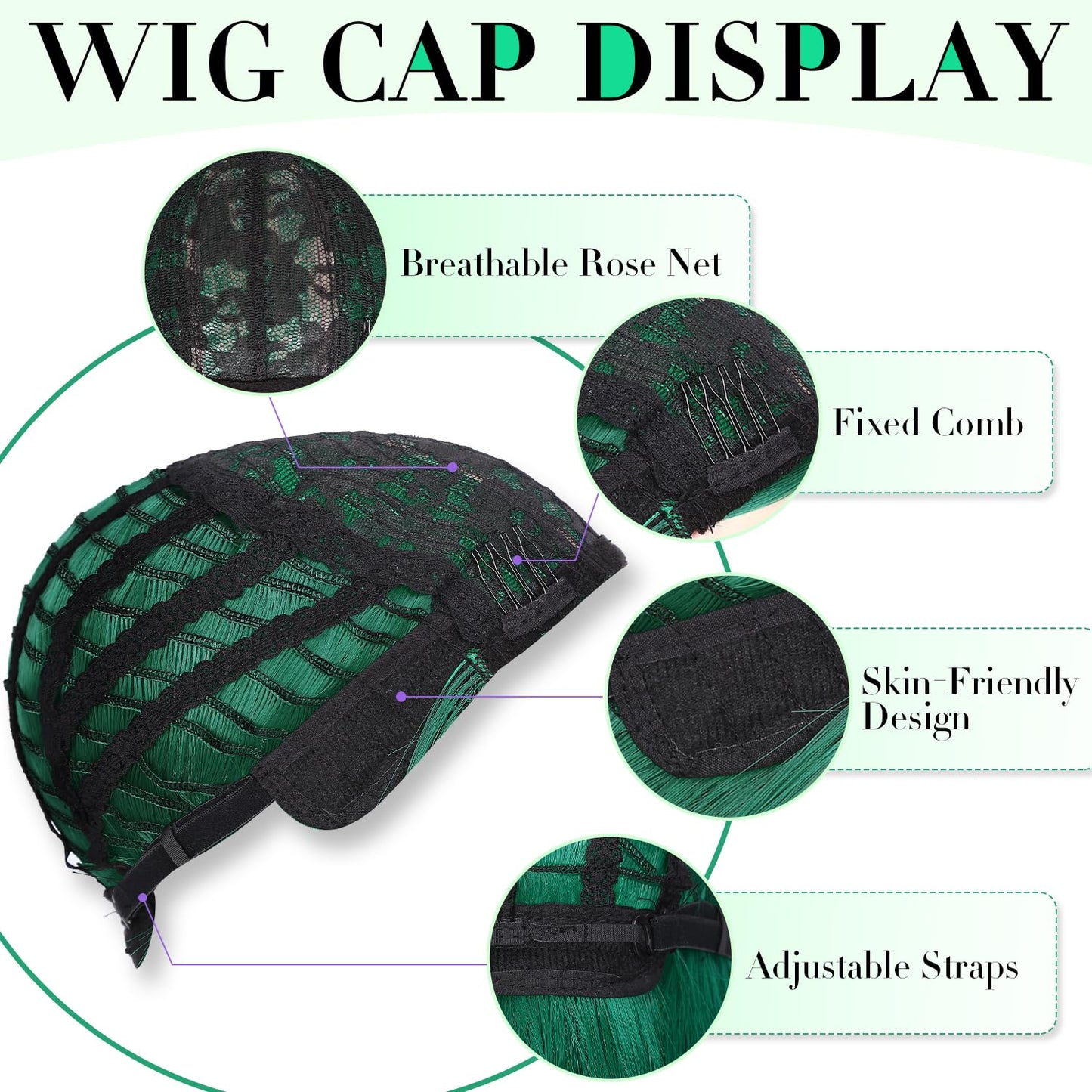 WIGER Green Wig Long Straight Hair Wigs Middle Part Natural Heat Resistant Synthetic Fiber Party Cosplay Costume Full Wigs for Women Girls