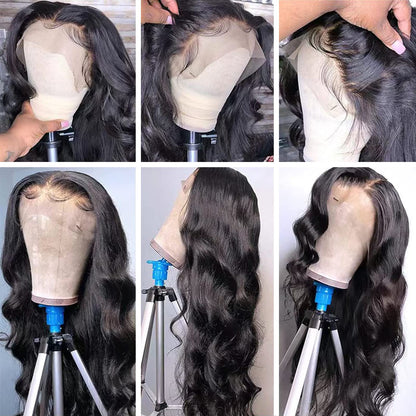 MUZOJET Wigs for Black Women Human Hair Glueless Wigs Human Hair Pre Plucked Body Wave Lace Front Wigs Human Hair HD13x6 Lace Front Wigs Human Hair Pre Plucked 180 Density 10A Frontal Wigs 20 Inch