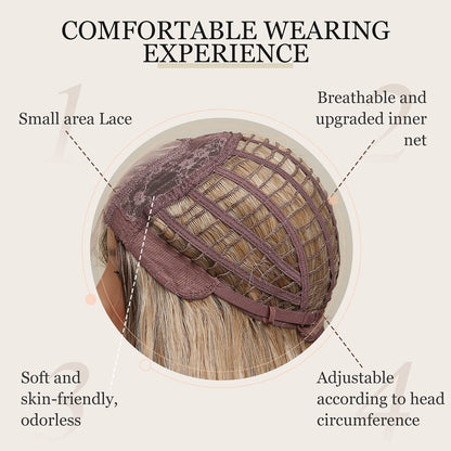 HAIRCUBE Short Dark Brown Bob Wigs Shoulder Length Wigs for Women Middle Part Heat Resistant Fibre Synthetic Wig Daily Natural looking