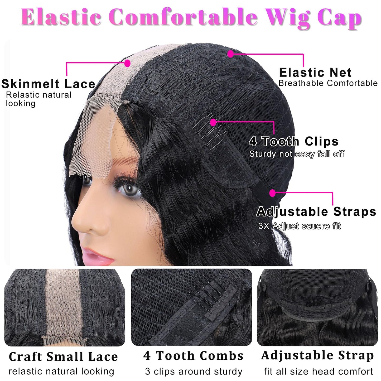 Mairead 28 Inch Long Curly Synthetic Lace Front Wigs for Black Women Loose Deep Wave Black Synthetic Wig Middle Part 4" Simulated Scalp Small Lace Front Wigs Natural Looking Crimps Curls Wig