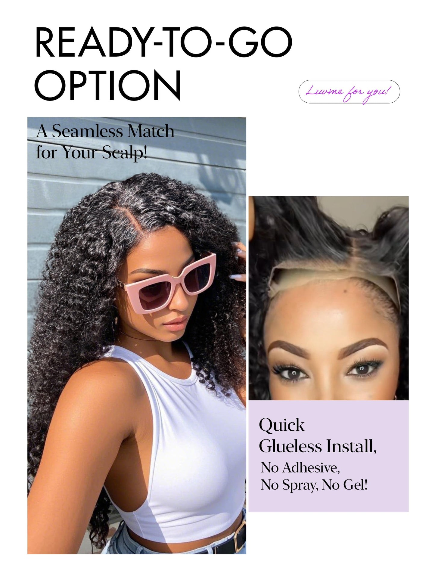 LUVME HAIR All-Day Comfort™ Kinky Curly 5X5 Lace Front Wigs All-Day Comfort Wig Human Hair Curly Hair glueless wigs human hair pre plucked pre cut long black wig lace closure wigs frontal wigs