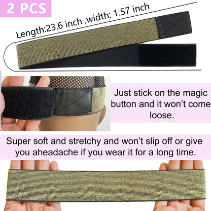 XConstellation Elastic Bands for Wig Grip - Lace Melting Edge Wrap, Adjustable Magic Buckle to Lay Edges, 2 Pcs Wig Accessories