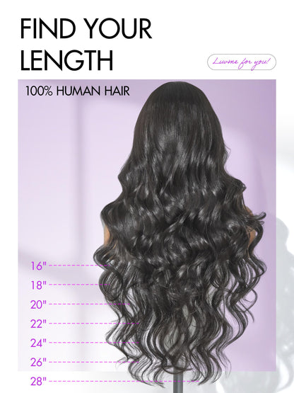 LUVME HAIR All-Day Comfort Real Glueless 7x6 HD Lace Wig 200% Density PartingMax Lace Wigs Loose Body Wave Lace Front Wigs Human Hair Pre Cut Plucked Lace Frontal 18 Inches Natural Black Color