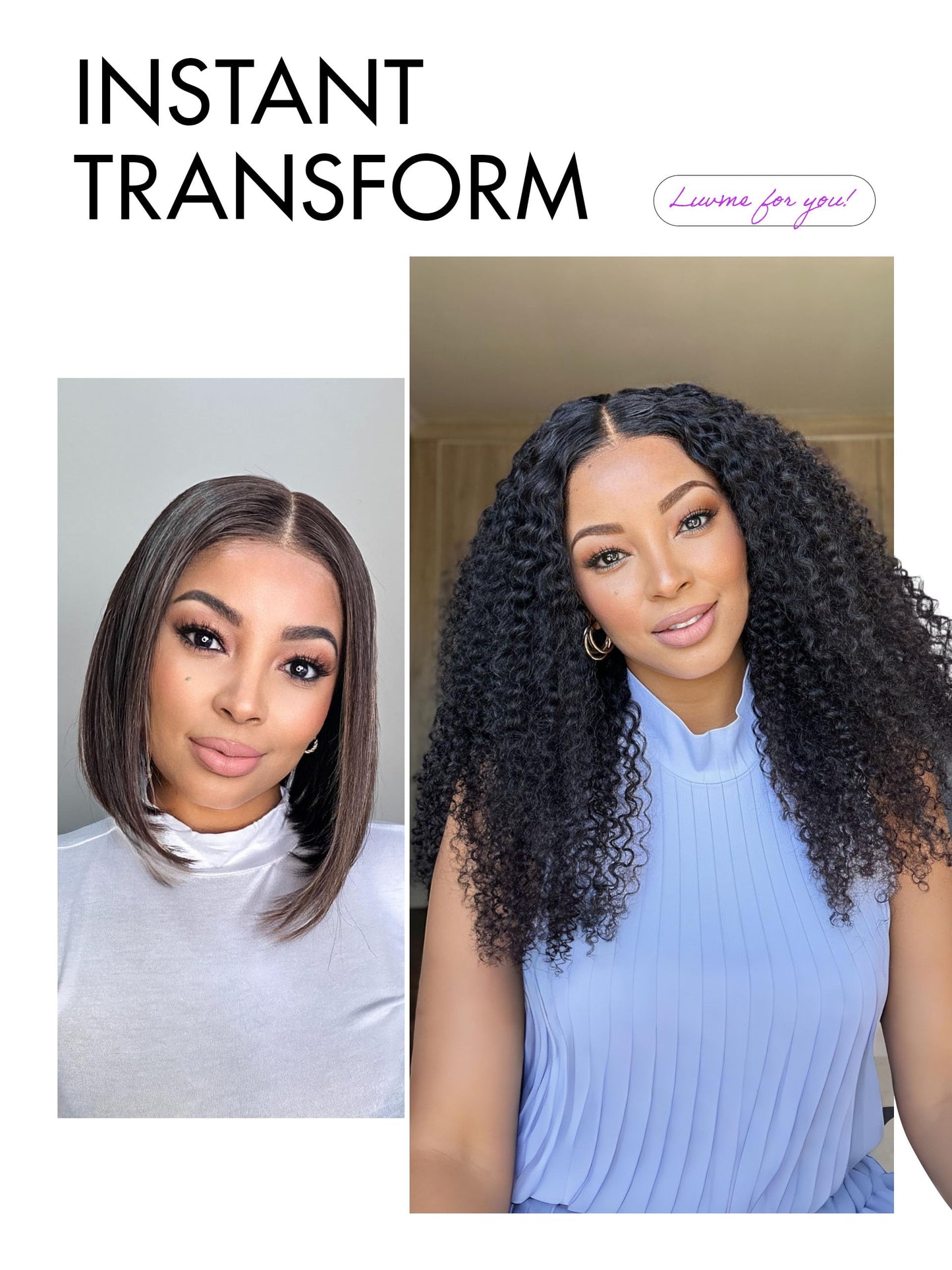 LUVME HAIR All-Day Comfort™ Kinky Curly 5X5 Lace Front Wigs All-Day Comfort Wig Human Hair Curly Hair glueless wigs human hair pre plucked pre cut long black wig lace closure wigs frontal wigs