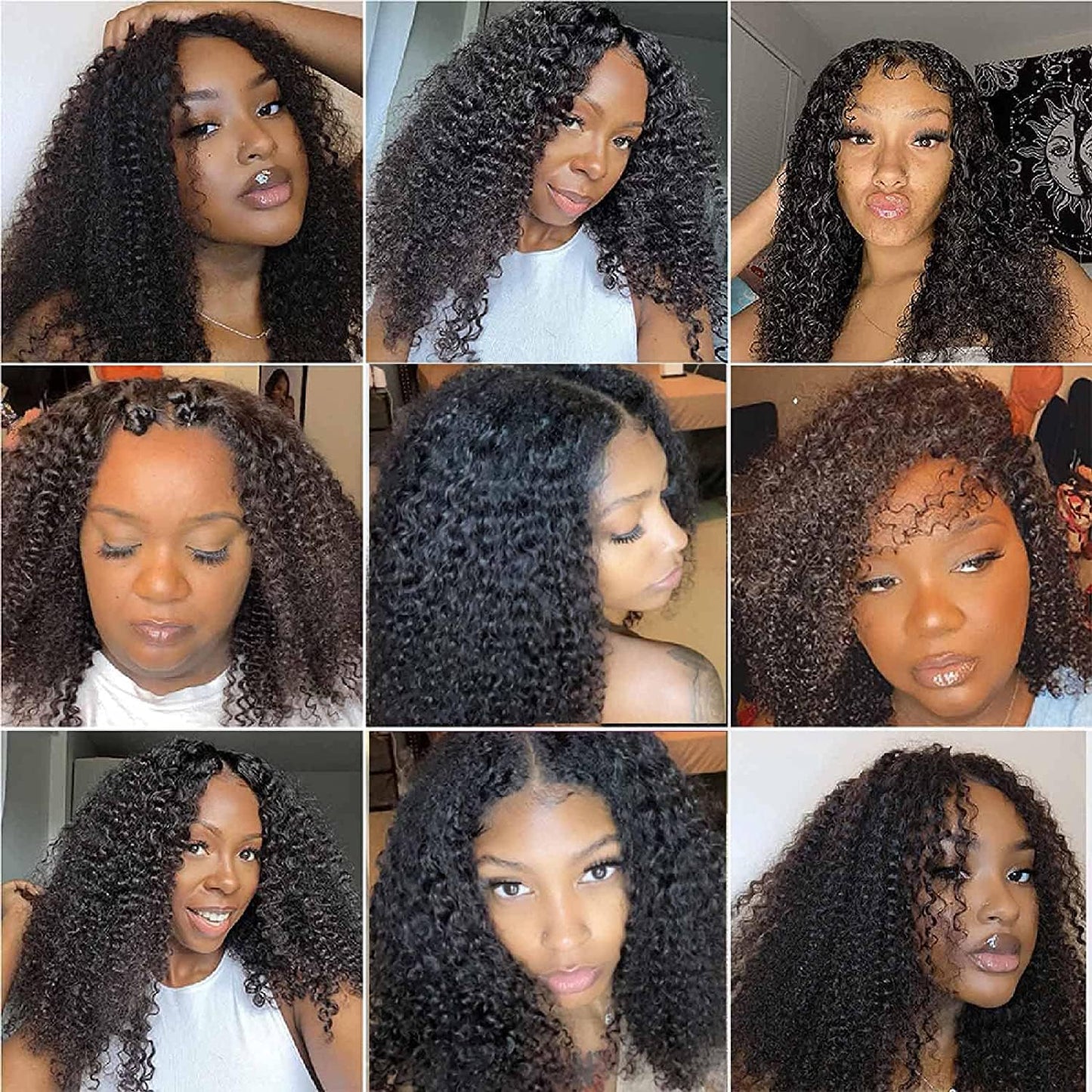 Ainmeys Curly V Part Wigs Kinky curly V Shape Wigs for Black Women No Leave Out Upgrade U Part Wigs Glueless Full Head Clip In Half Wigs(10IN 180%)
